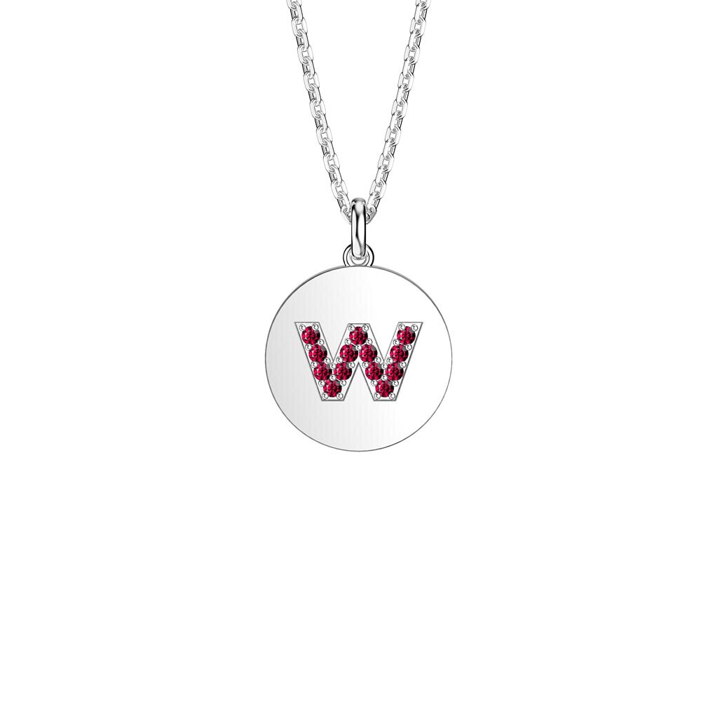 Charisma Ruby Pave Platinum plated Silver Alphabet Pendant W