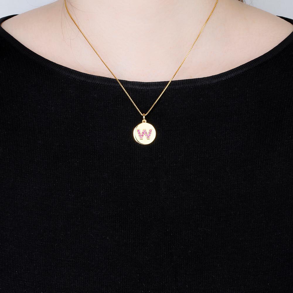 Charisma Ruby Pave 18ct Gold Vemeil Alphabet Pendant W #2
