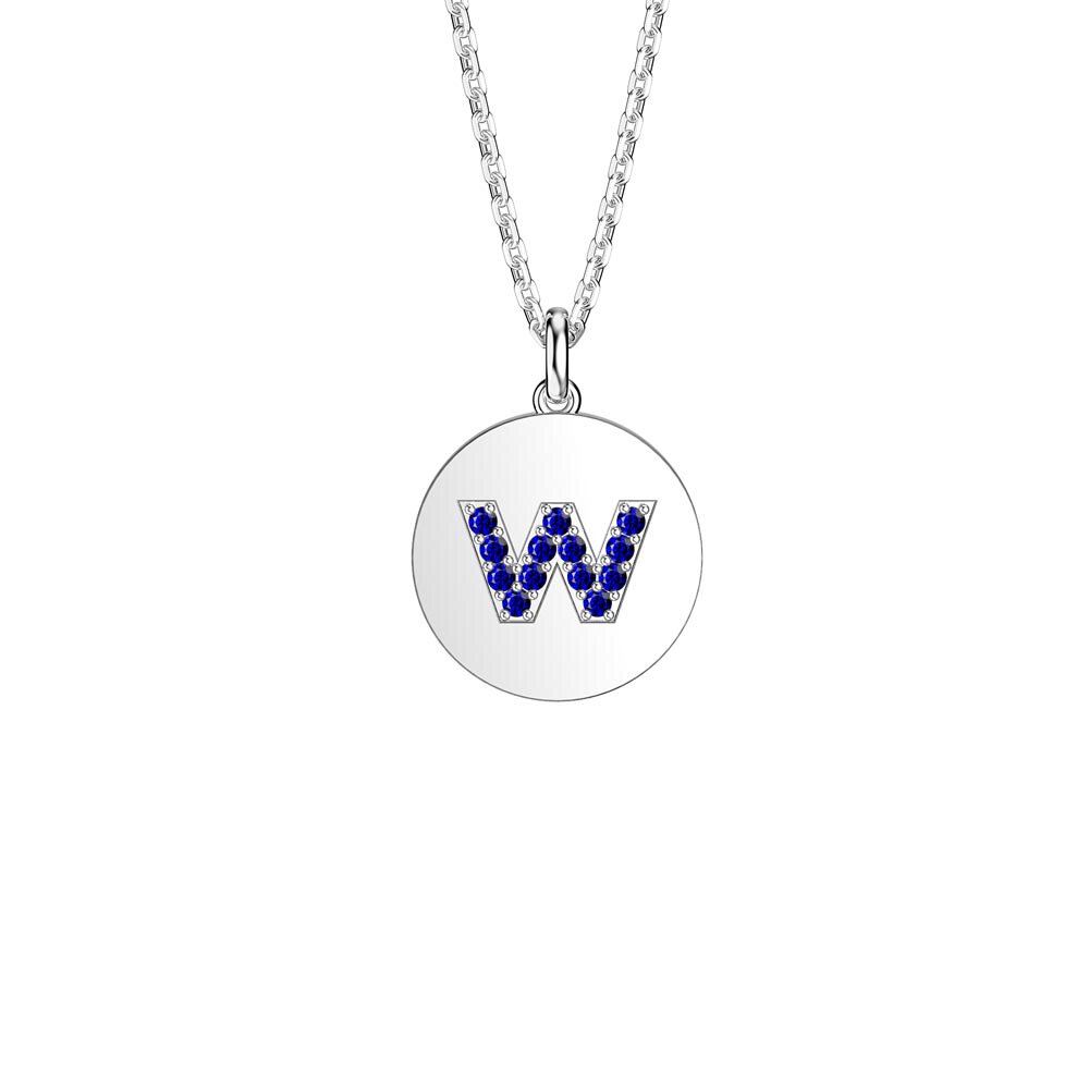 Charisma Sapphire Pave Platinum plated Silver Alphabet Pendant W