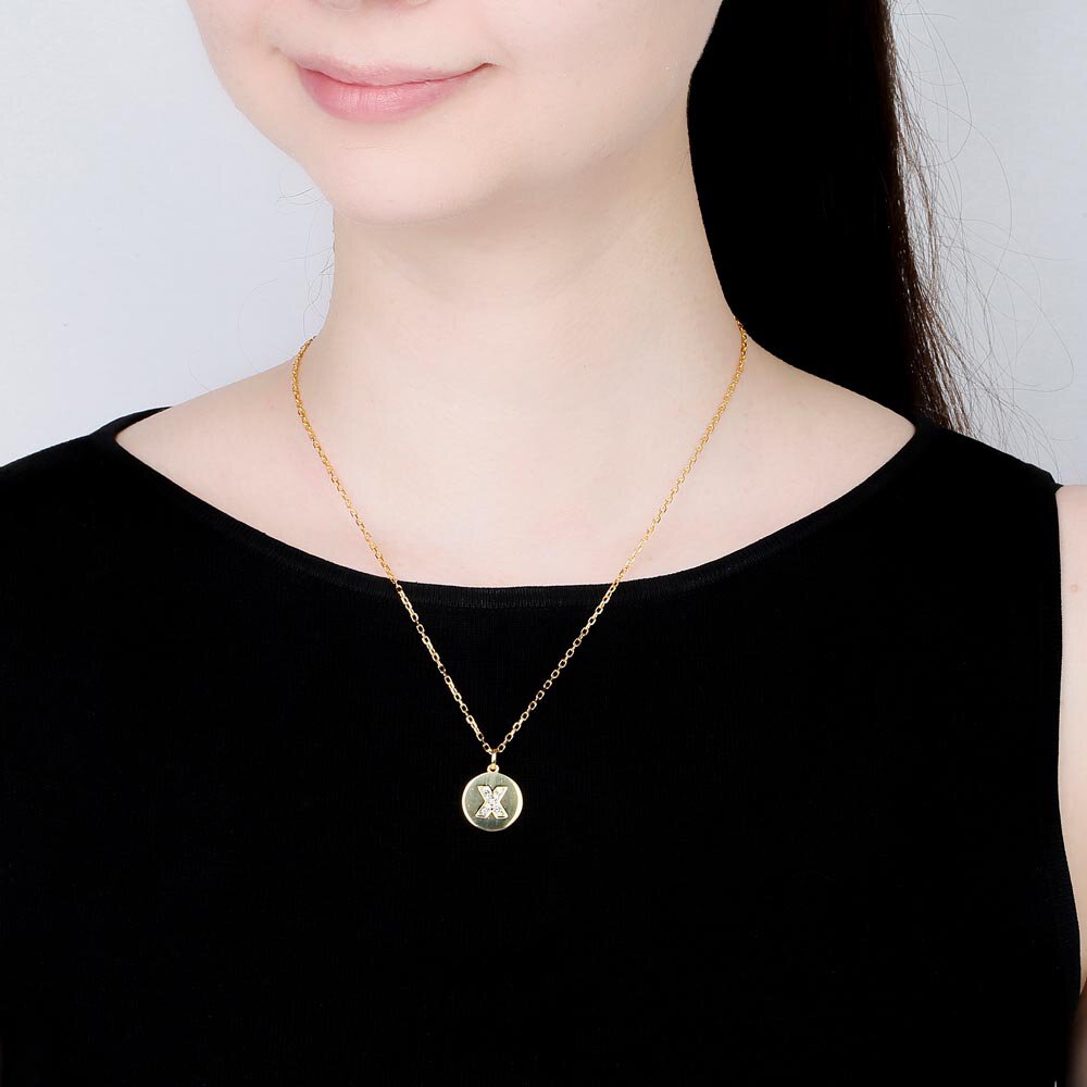 Charisma Moissanite Pave 18ct Gold Vemeil Alphabet Pendant X #2