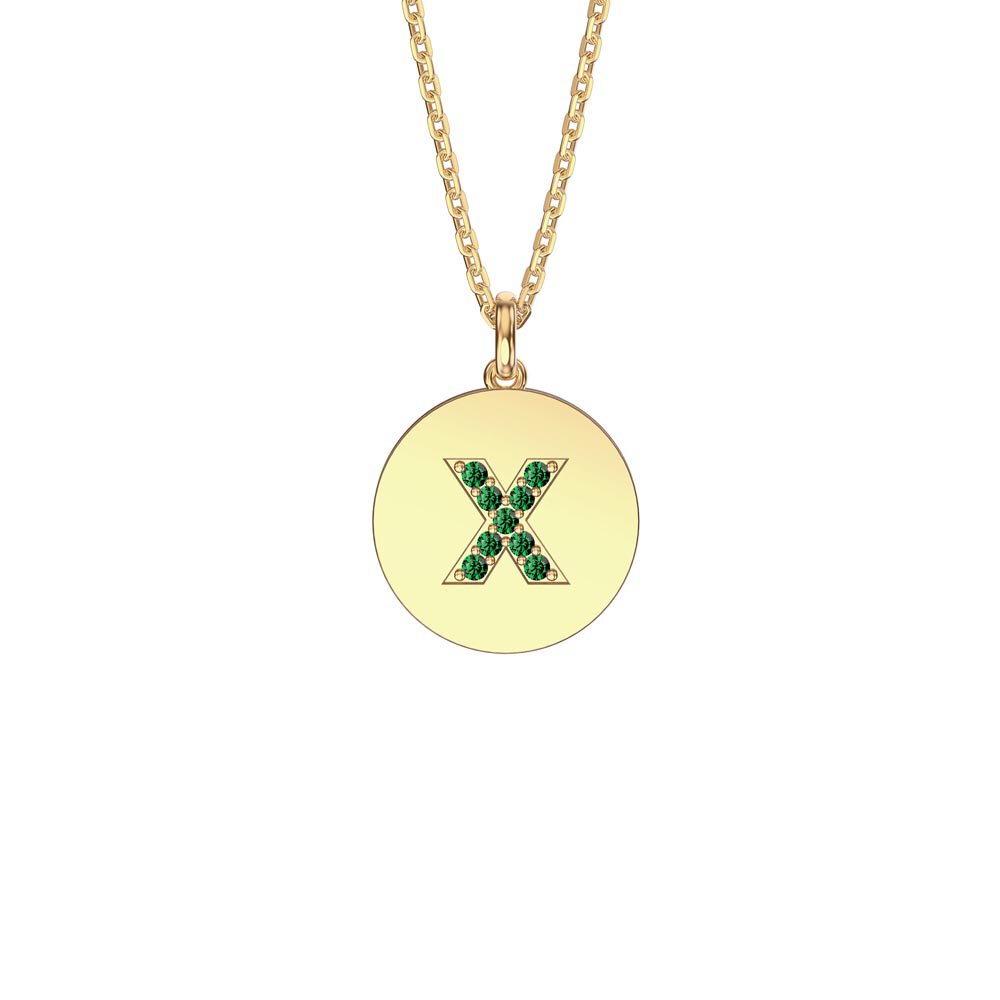 Charisma Emerald Pave 18ct Gold Vemeil Alphabet Pendant X