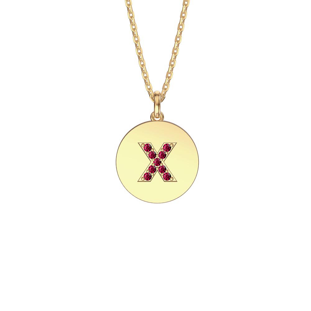 Charisma Ruby Pave 18ct Gold Vemeil Alphabet Pendant X