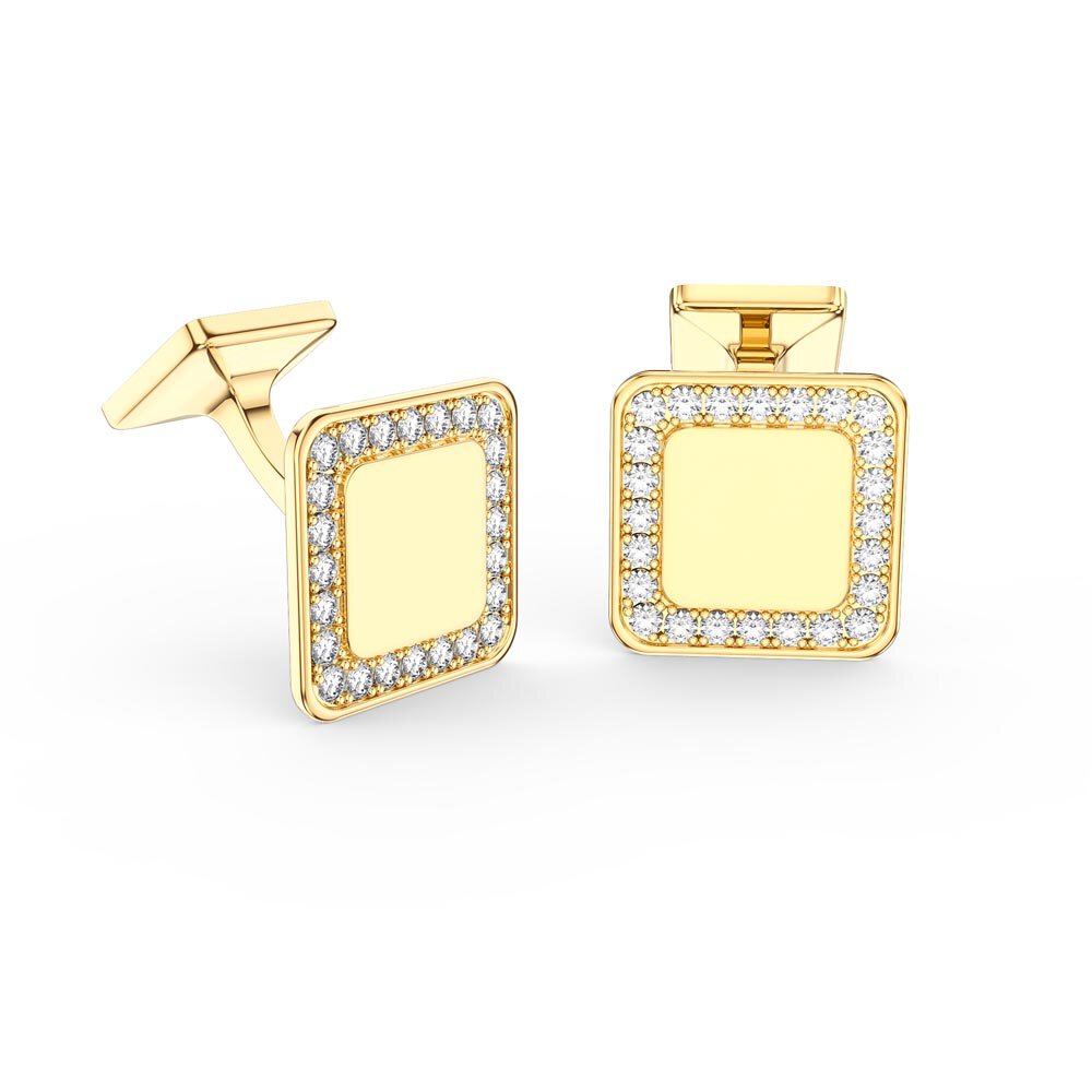 Signature Lab Diamond 9ct Yellow Gold Cushion Cufflinks
