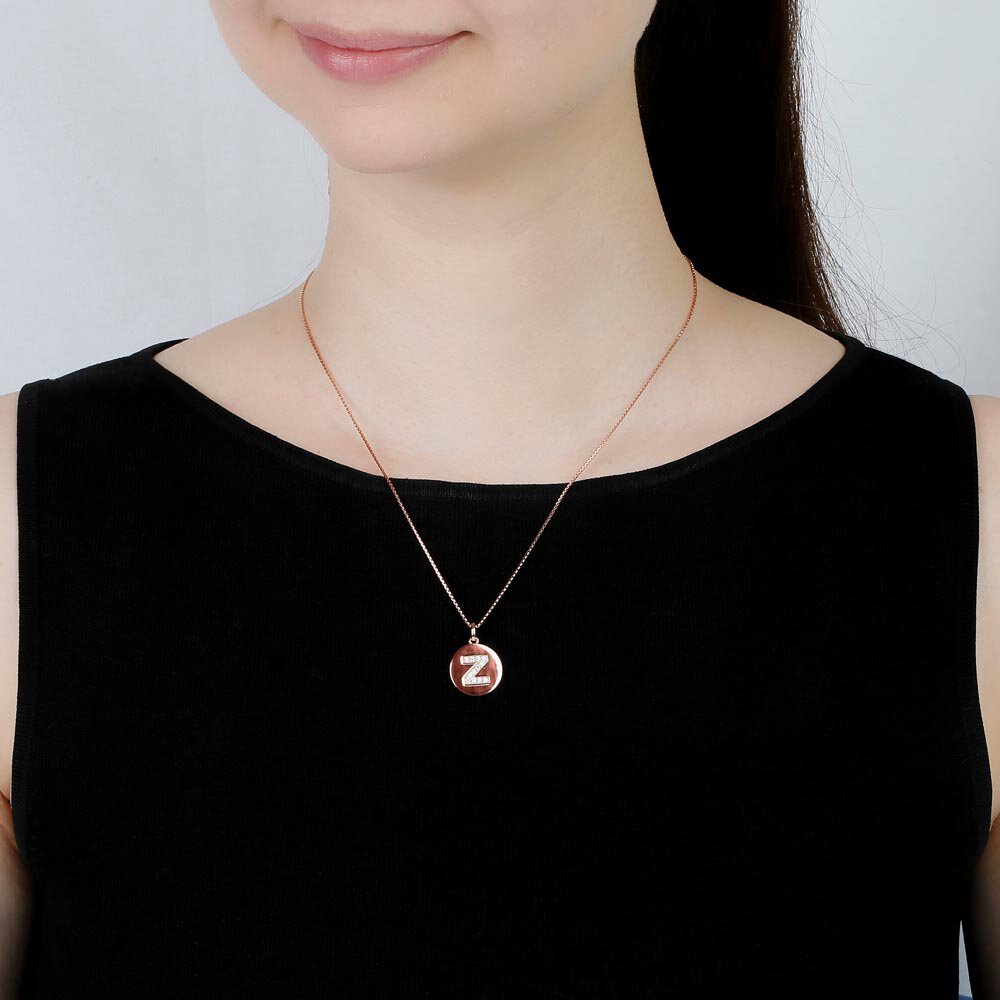 Charisma Moissanite Pave 18ct Rose Gold Vemeil Alphabet Pendant Z #2