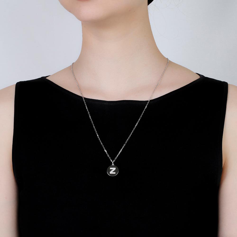 Charisma Moissanite Pave Platinum plated Silver Alphabet Pendant Z #2