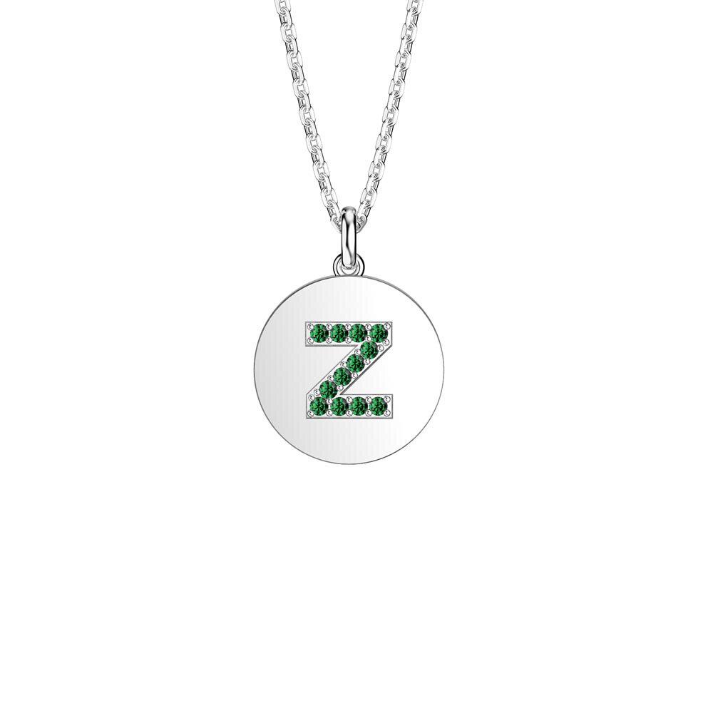 Charisma Emerald Pave Platinum plated Silver Alphabet Pendant Z