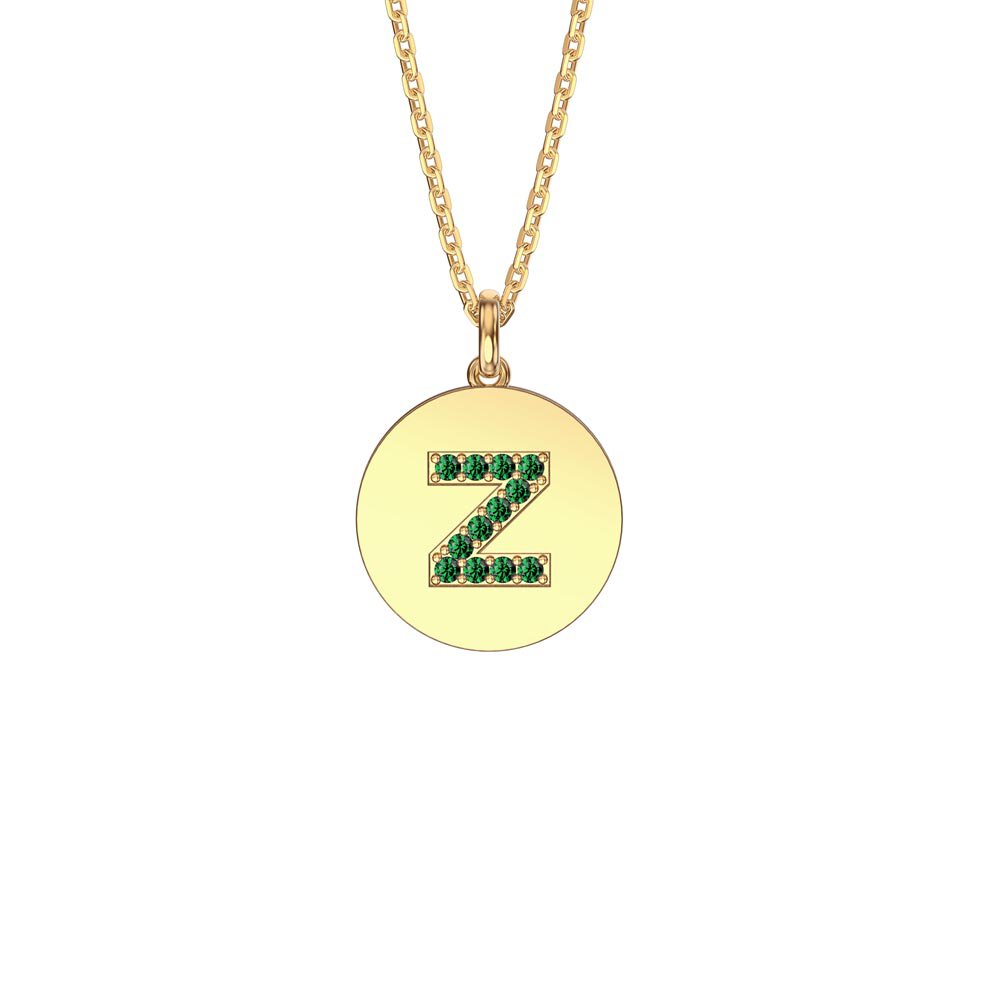 Charisma Emerald Pave 18ct Gold Vemeil Alphabet Pendant Z