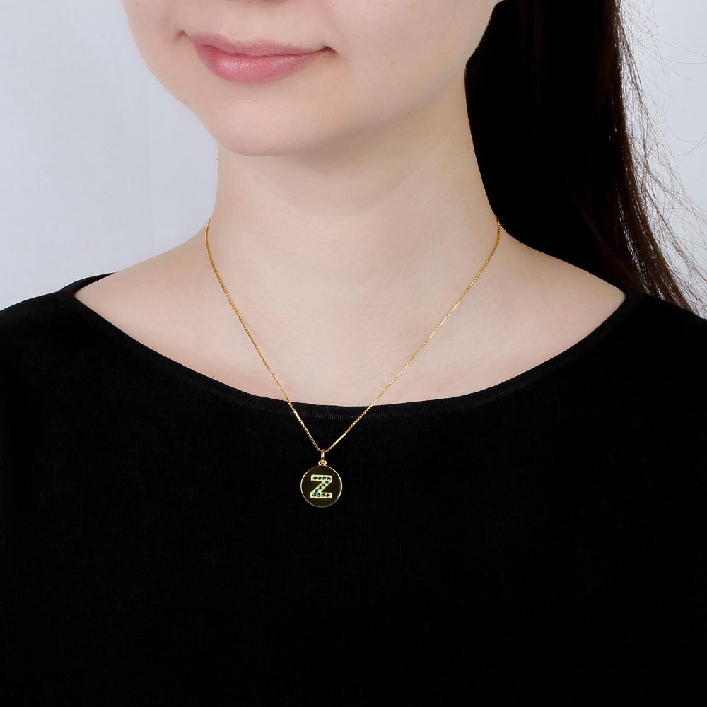 Charisma Emerald Pave 18ct Gold Vemeil Alphabet Pendant Z #2