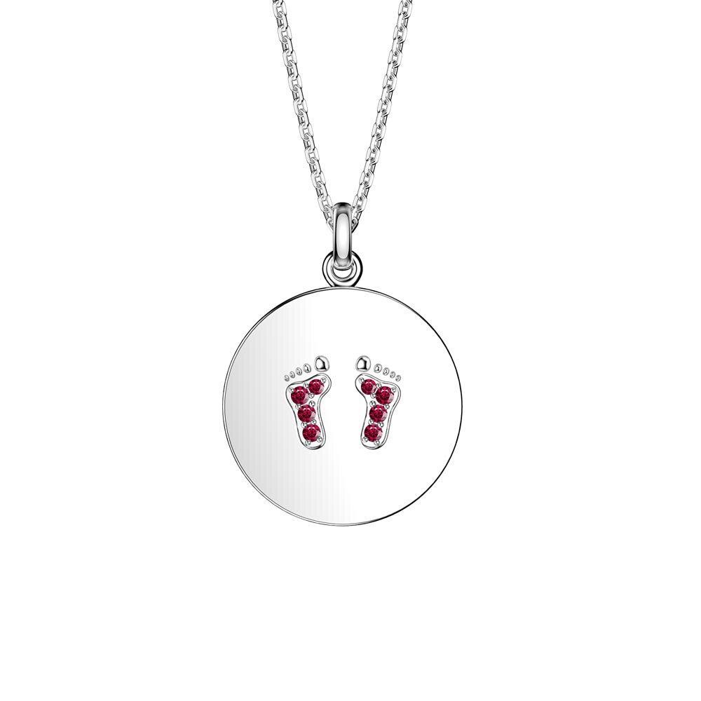 Charisma Ruby Platinum plated Silver Baby Feet Pendant