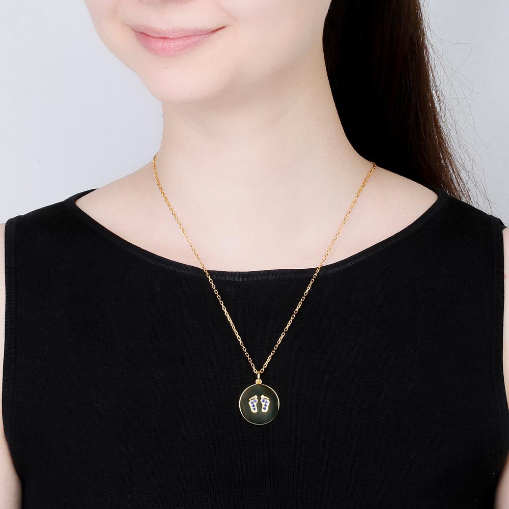 Charisma Sapphire 18ct Gold Vermeil Baby Feet Pendant #2