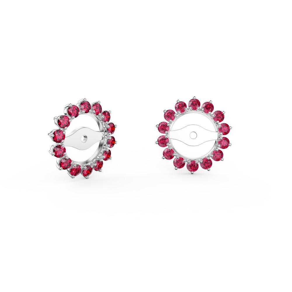 Fusion Ruby Platinum plated Silver Gemburst Halo Earring Jackets