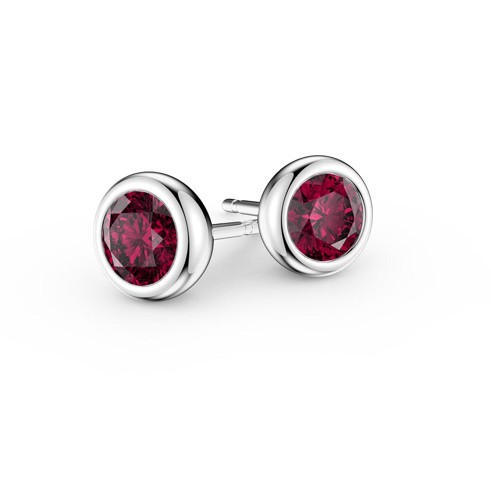 Infinity Ruby Platinum plated Silver Stud Earrings