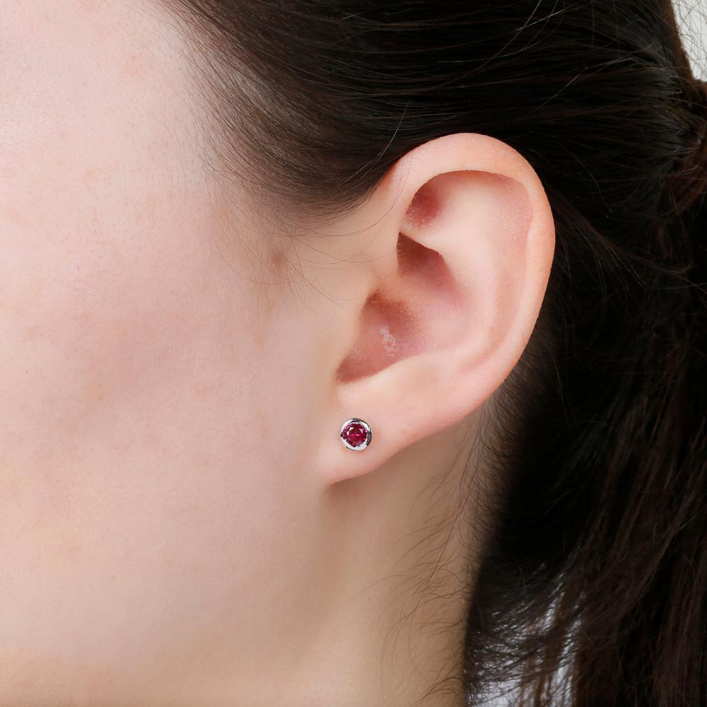 Infinity Ruby Platinum plated Silver Stud Earrings #4