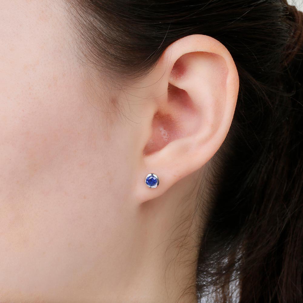 Infinity Sapphire Platinum plated Silver Stud Earrings Halo Jacket Set #6