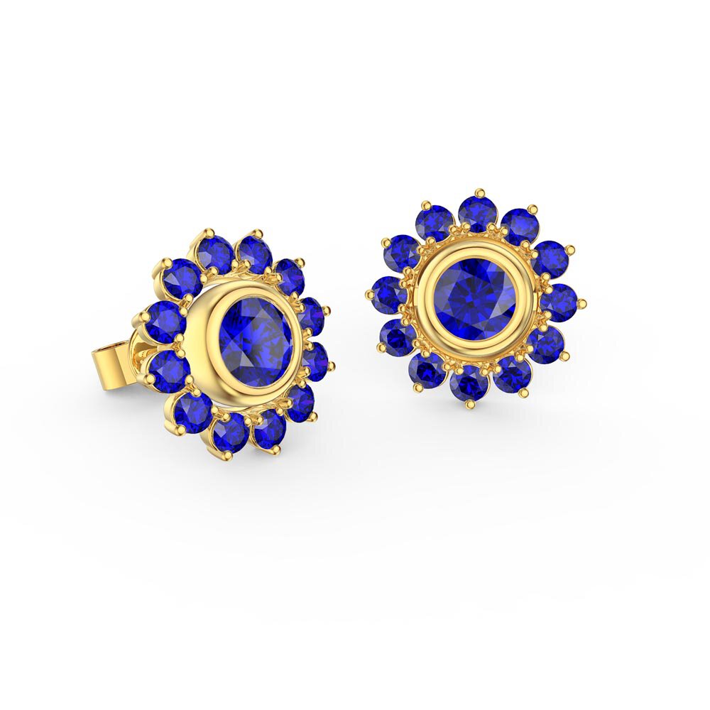 Infinity Sapphire 18ct Gold Vermeil Stud Gemburst Earrings Halo Jacket Set #2