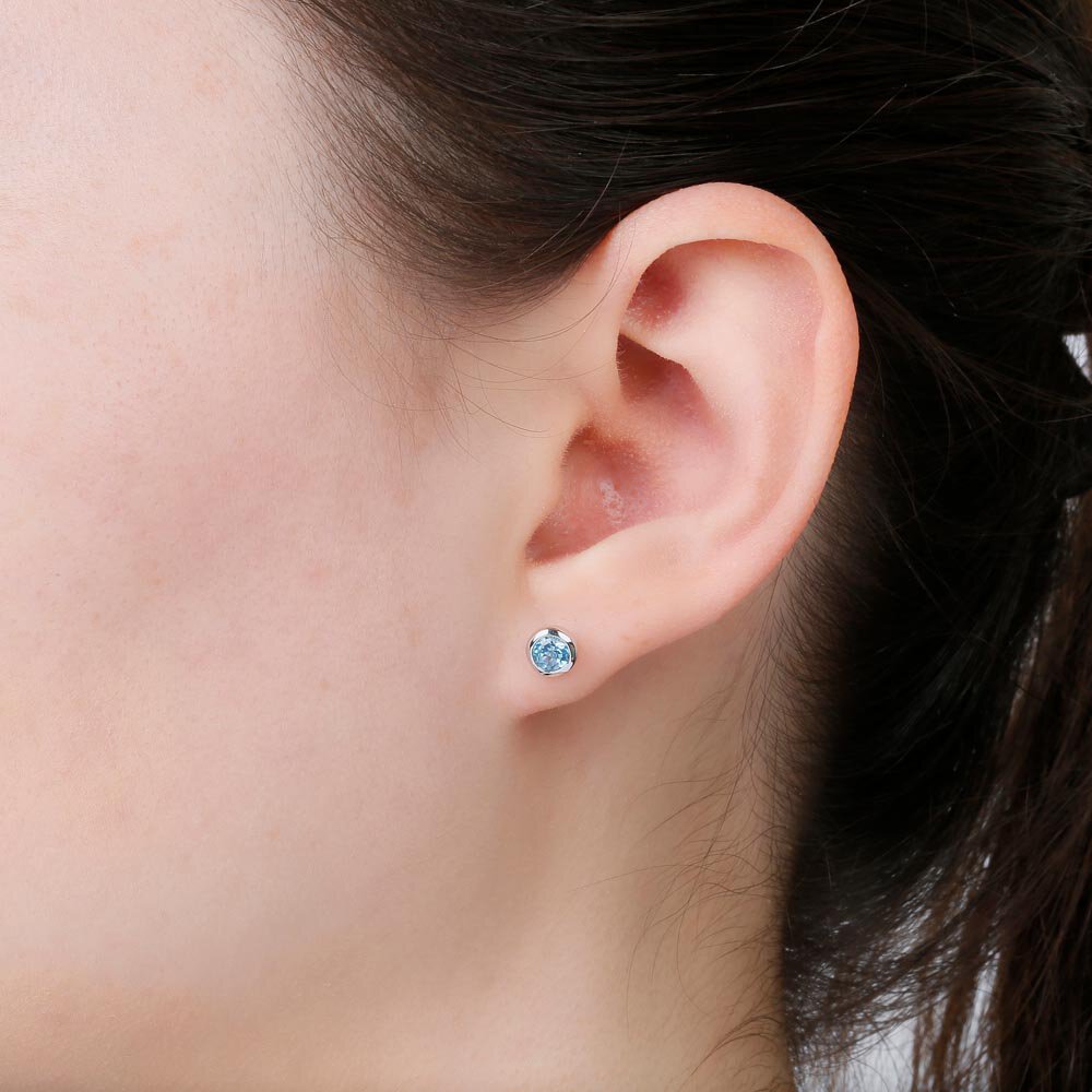 Infinity Blue Topaz Platinum plated Silver Stud Earrings Halo Jacket Set #6