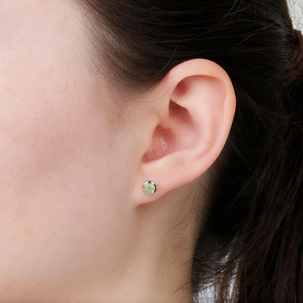 Infinity Peridot Platinum plated Silver Stud Earrings #4