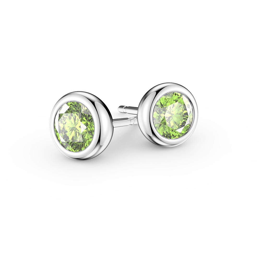 Infinity Peridot Platinum plated Silver Stud Earrings