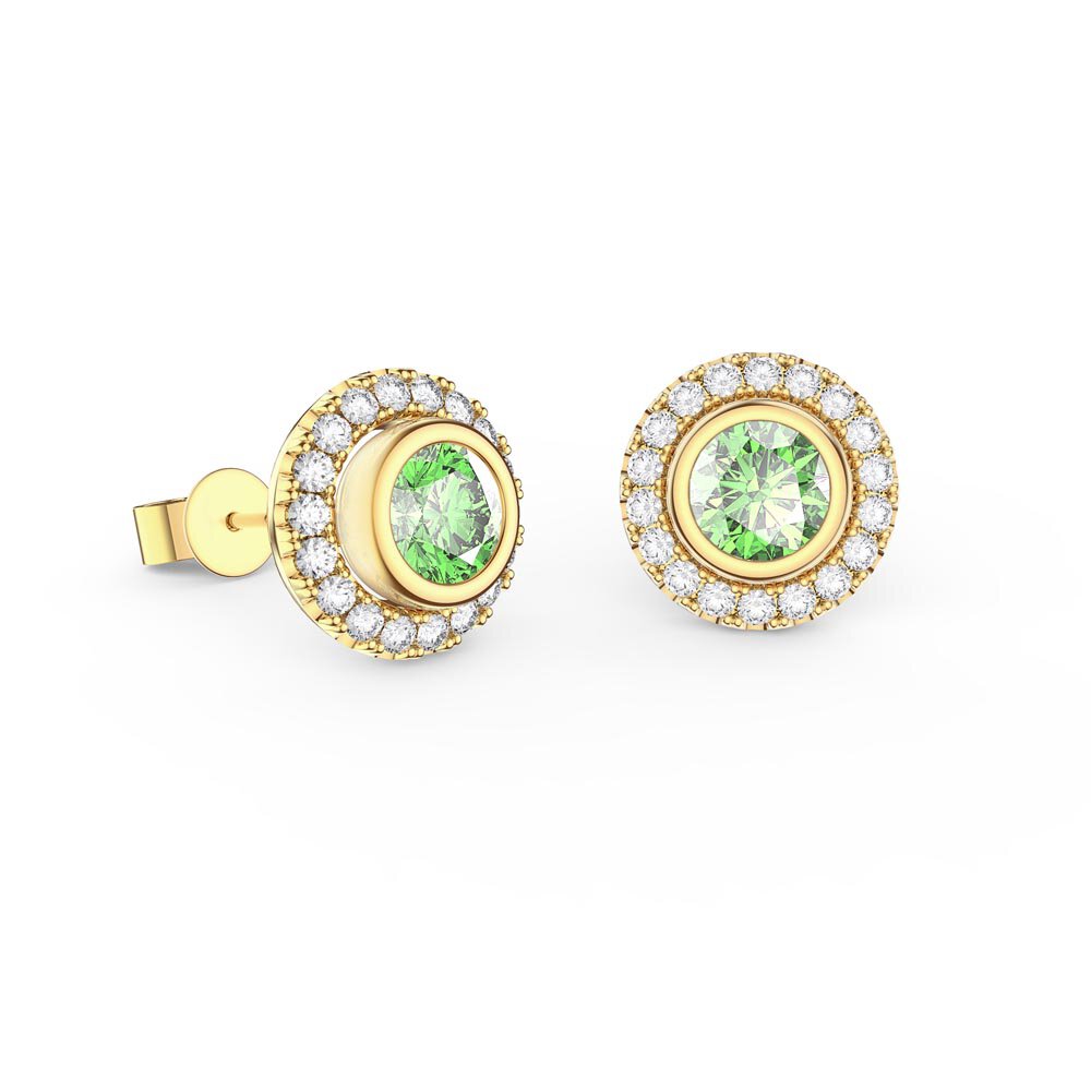Infinity Peridot and Moissanite 18ct Gold Vermeil Stud Earrings Halo Jacket Set #2
