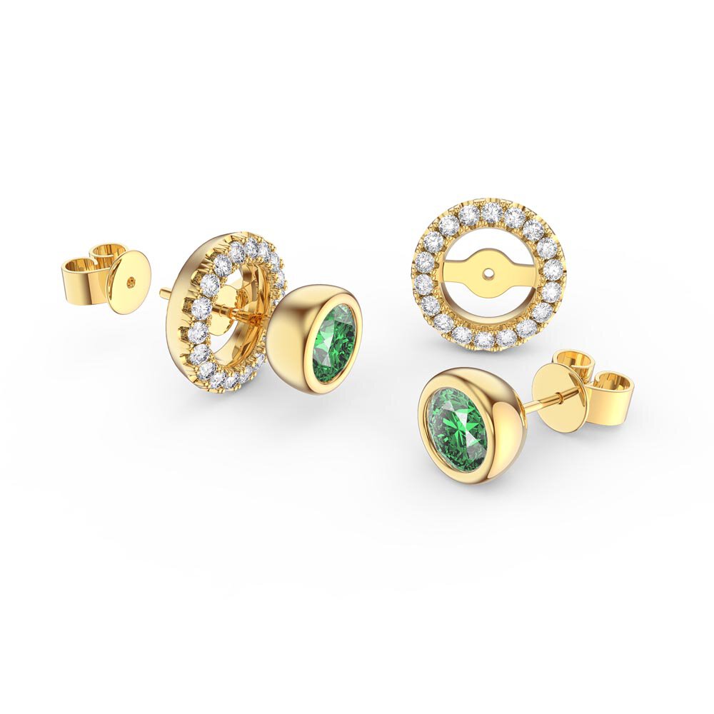 Infinity Peridot and Moissanite 18ct Gold Vermeil Stud Earrings Halo Jacket Set