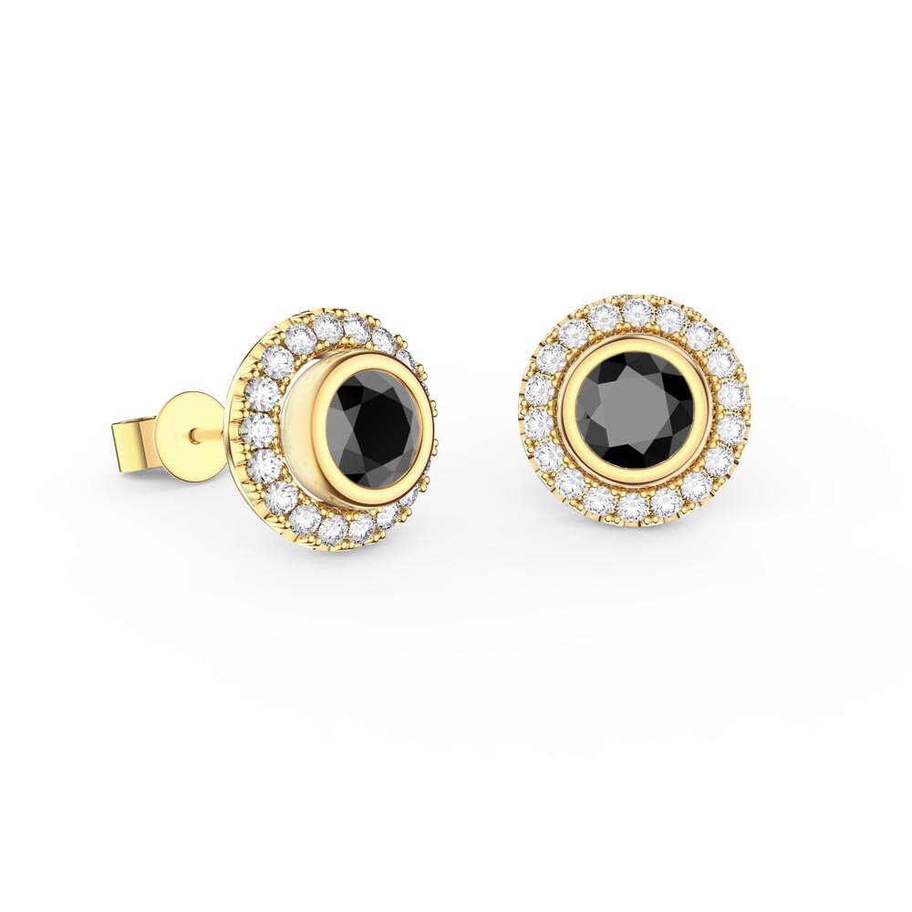 Infinity Onyx 18ct Gold Vermeil Stud Earrings Halo Jacket Set #2