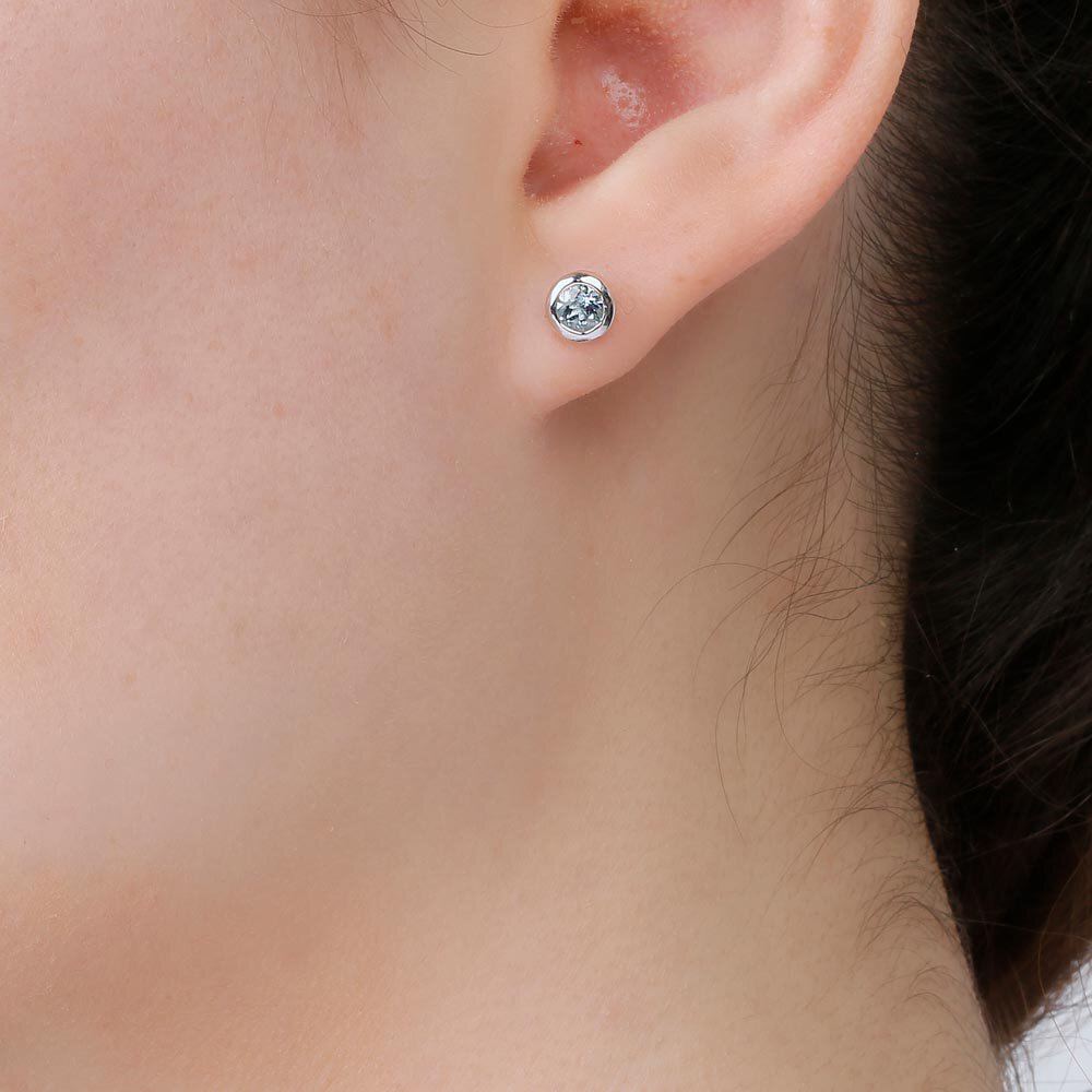Infinity Aquamarine Platinum plated Silver Stud Earrings #2