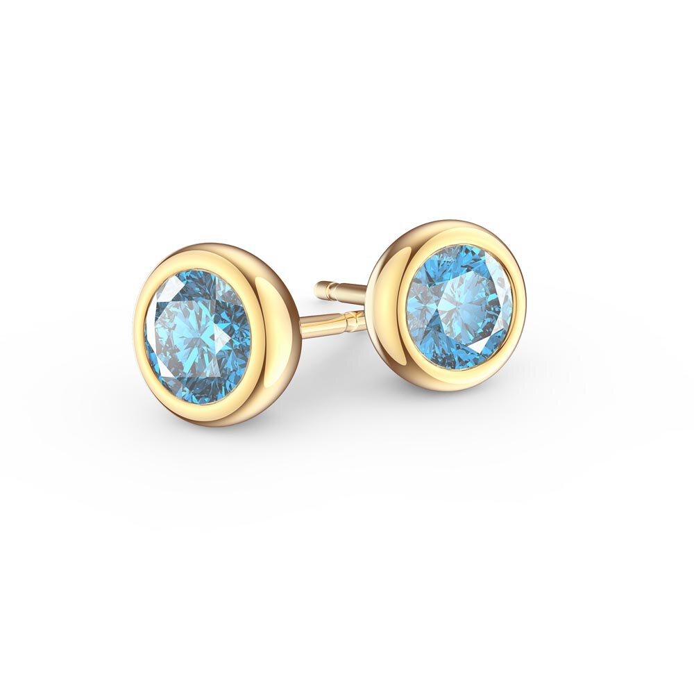 Infinity Aquamarine 18ct Yellow Gold Stud Earrings