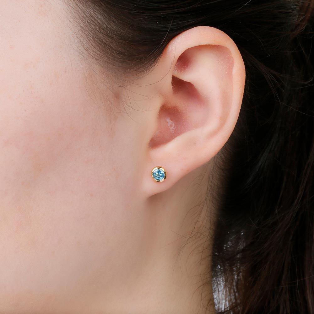 Infinity Blue Topaz 18ct Gold Vermeil Stud Earrings Halo Jacket Set #4