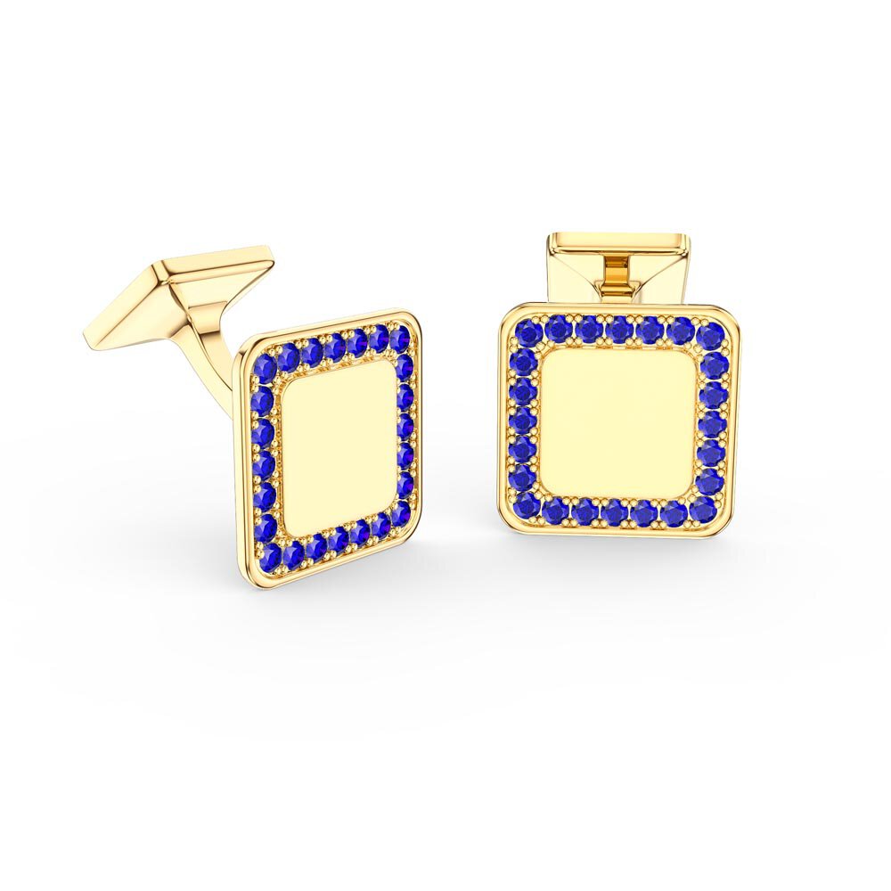 Signature Sapphire 9ct Yellow Gold Cushion Cufflinks