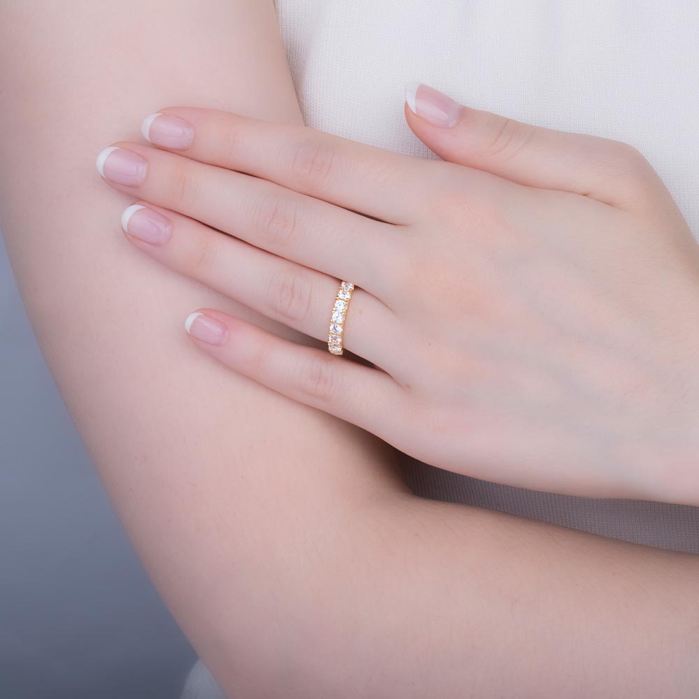 1ct Moissanite 9ct Gold Half Eternity Ring 3mm Band #2