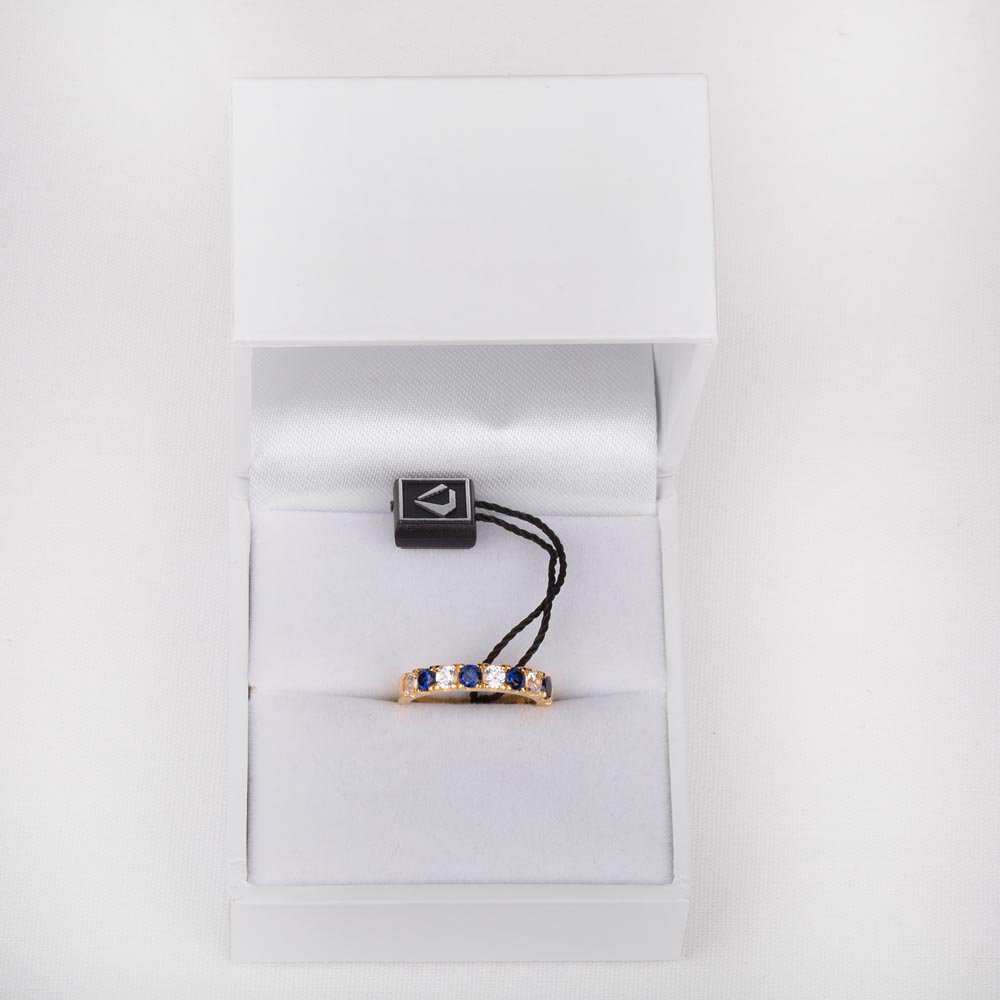 Promise Sapphire and Lab Diamond 9ct Yellow Gold Half Eternity 3mm Ring Band #3