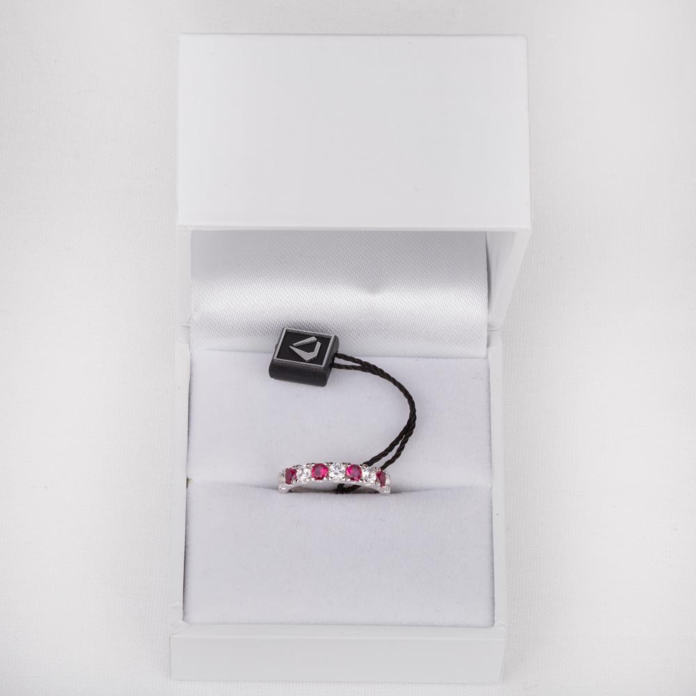 Promise Ruby and Diamond Platinum Half Eternity Ring 3mm Band #3