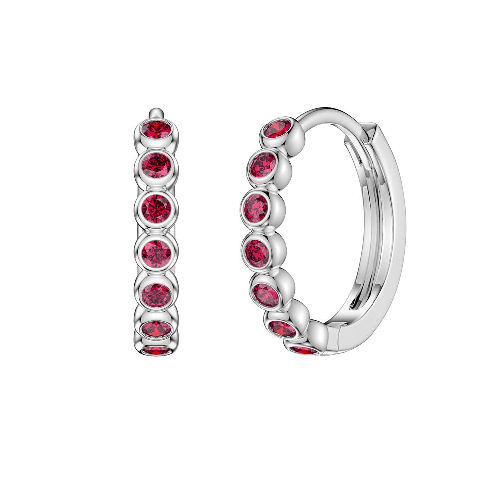Infinity Ruby Platinum plated Silver Hoop Earrings Small