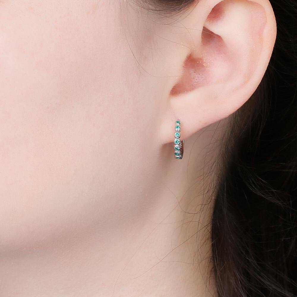 Infinity Emerald Platinum plated Silver Hoop Earrings Small #2