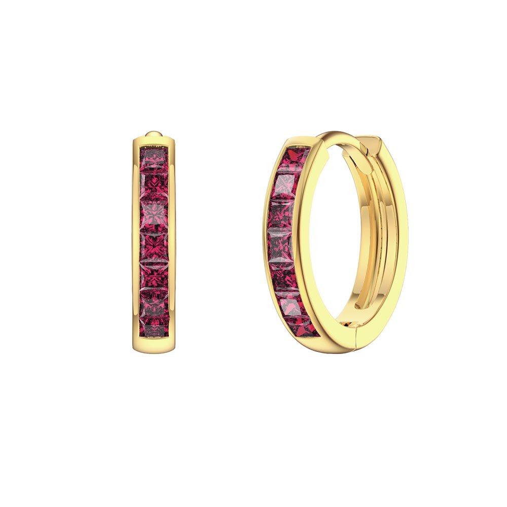 Princess Ruby 18ct Gold Hoop Earrings Small