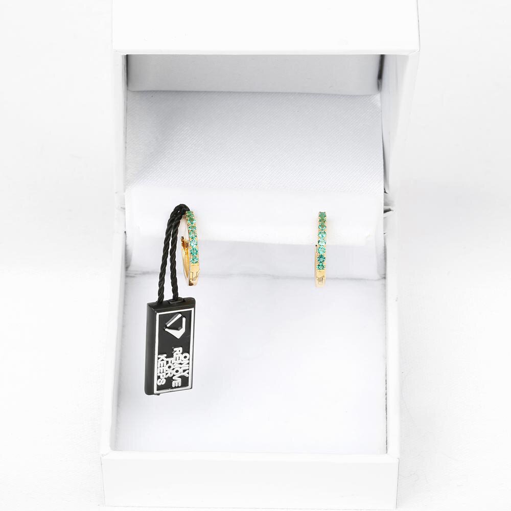 Eternity 1ct Emerald 18ct Gold Vermeil Pave Hoop Earrings #3