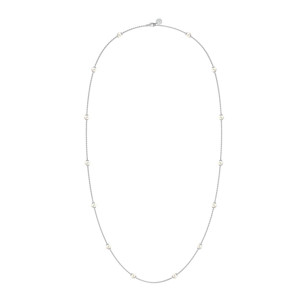 Akoya Pearl By the Yard 18ct White Gold Necklace 36inch with Diamond