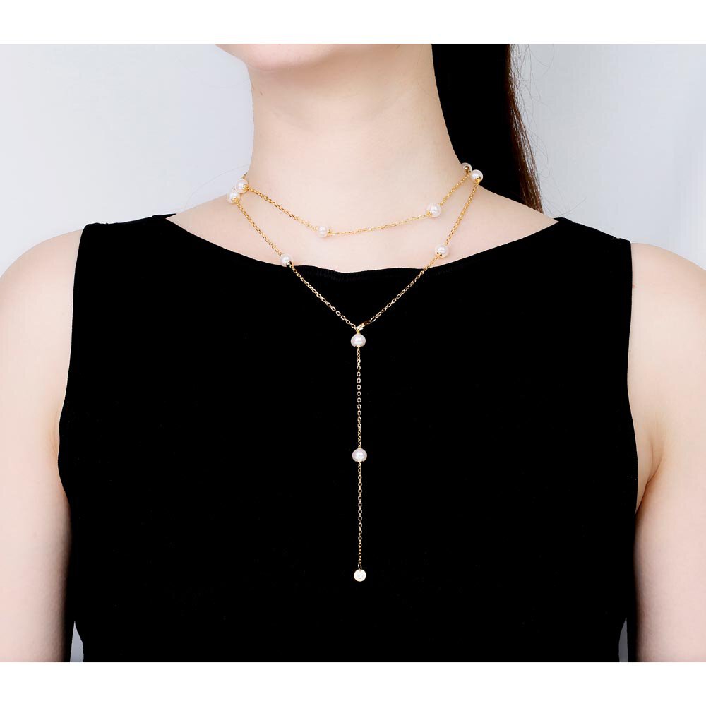 White Sapphire By the Yard Platinum plated Silver Necklace #6