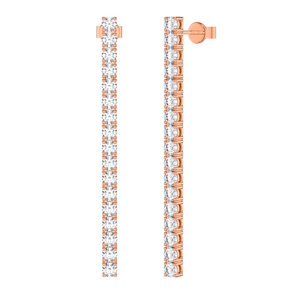 Eternity Moissanite 18ct Rose Gold Vermeil Line Drop Earrings