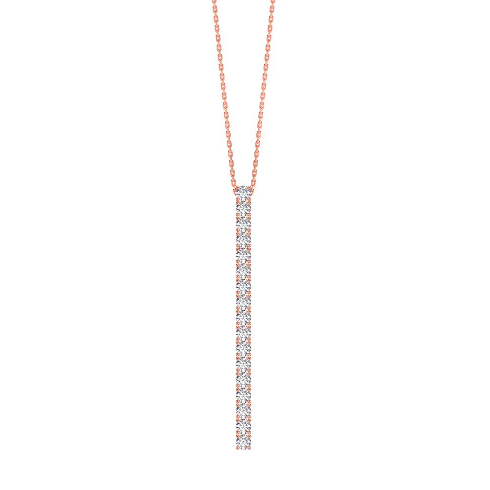 Eternity Moissanite 18ct Rose Gold Vermeil Line Drop Pendant Necklace