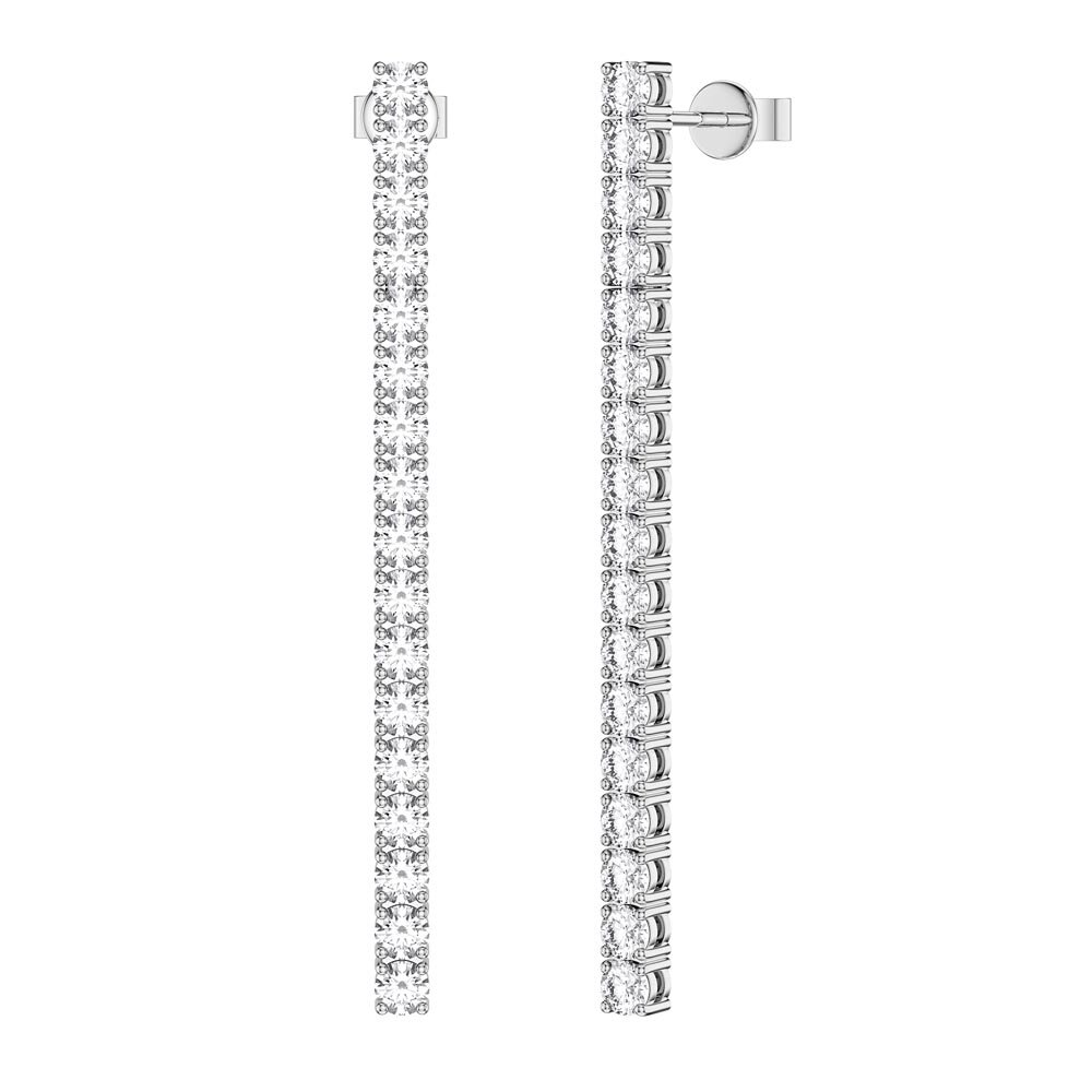 Eternity Moissanite Platinum Plated Silver Line Drop Earrings