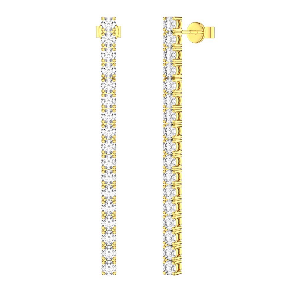 Eternity White Sapphire 18ct Gold Vermeil Line Drop Earrings