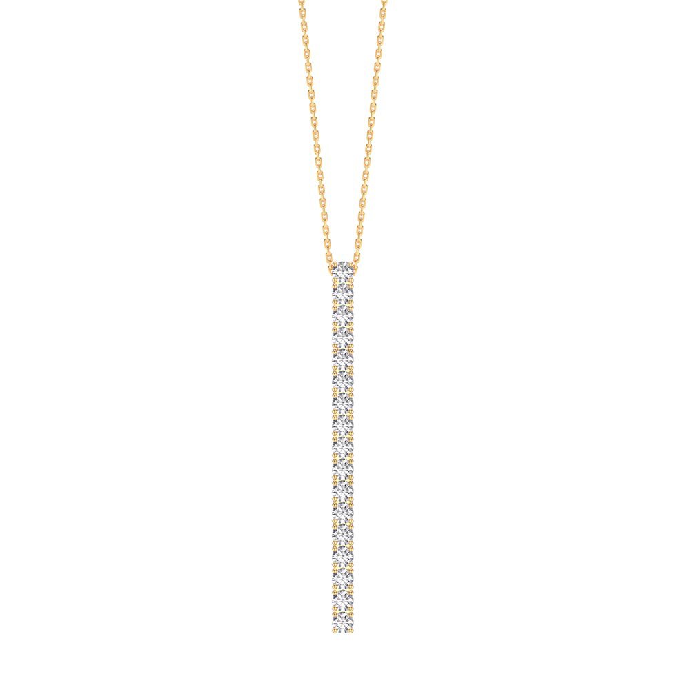 Eternity Moissanite 18ct Gold Vermeil Line Drop Pendant Necklace