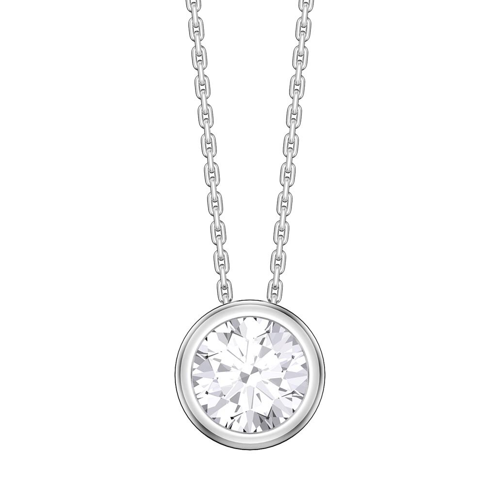 Infinity 1.0ct Moissanite Solitaire 18ct White Gold Bezel Pendant