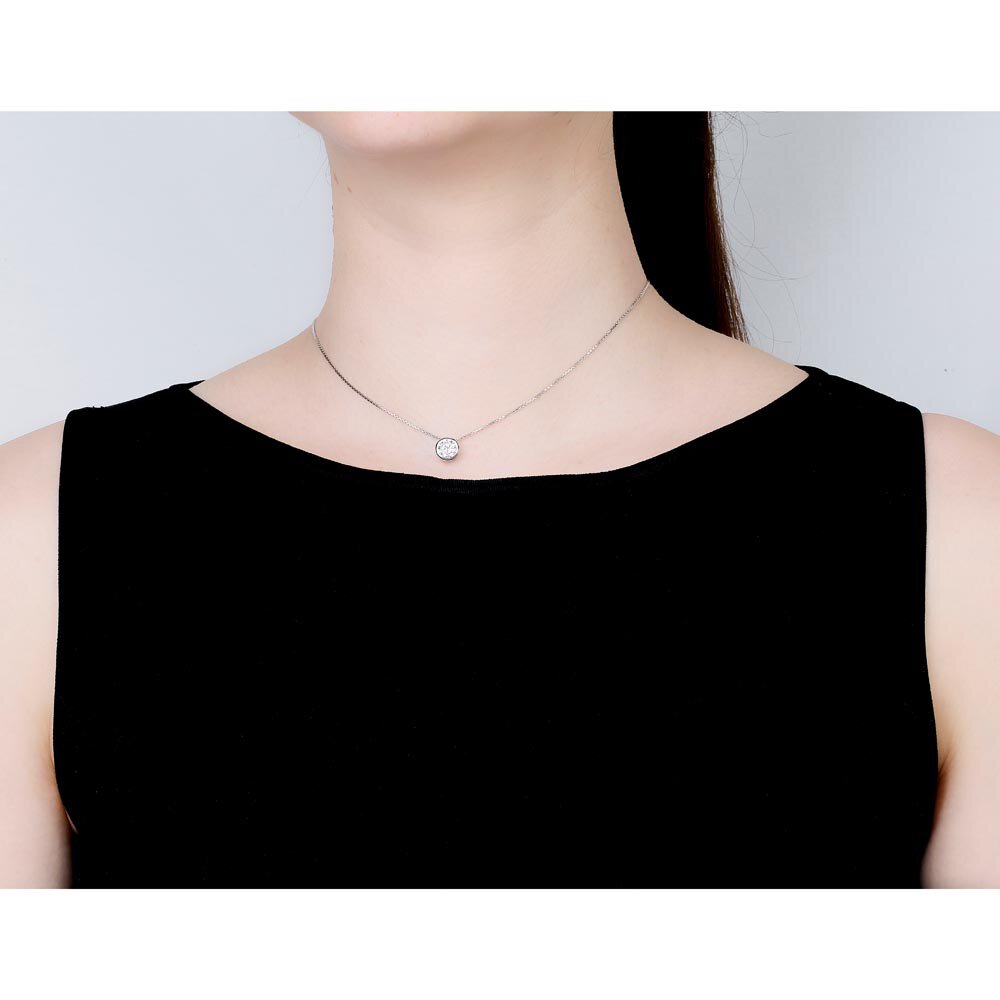 Infinity 1.0ct White Sapphire Solitaire 9ct Rose Gold Bezel Pendant #2