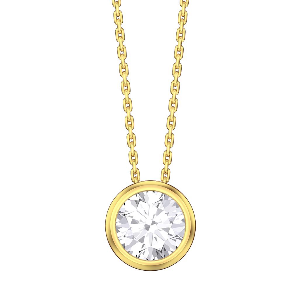 Infinity 1.0ct White Sapphire Solitaire 9ct Gold Bezel Pendant