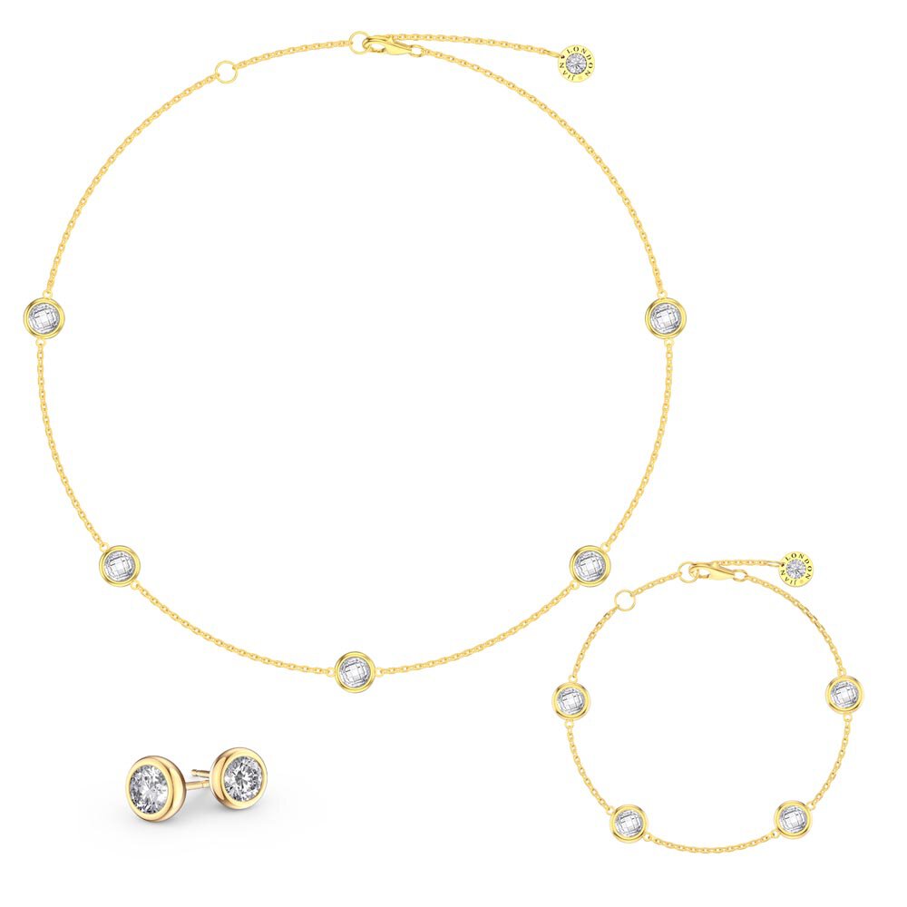 White Sapphire By the Yard 18ct Gold Vermeil Jewellery Set