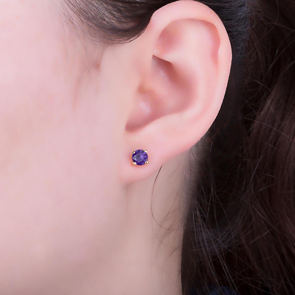 Charisma 1ct Amethyst 18ct Yellow Gold Vermeil Stud Earrings #2