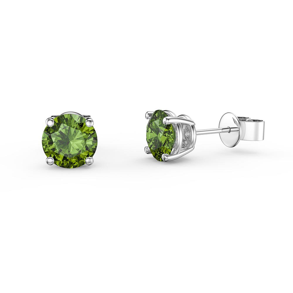 Charisma 1ct Peridot Platinum Plated Silver Stud Earrings