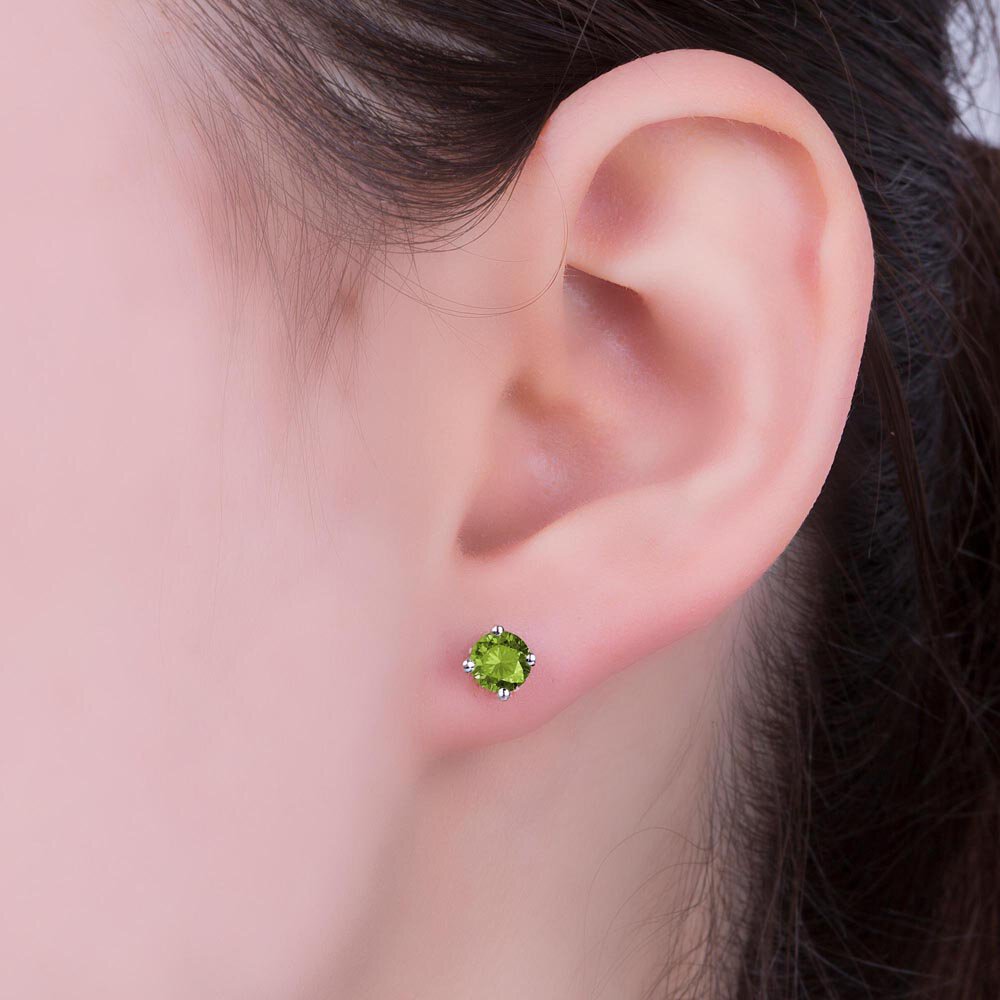 Charisma 1ct Peridot Platinum Plated Silver Stud Earrings #2